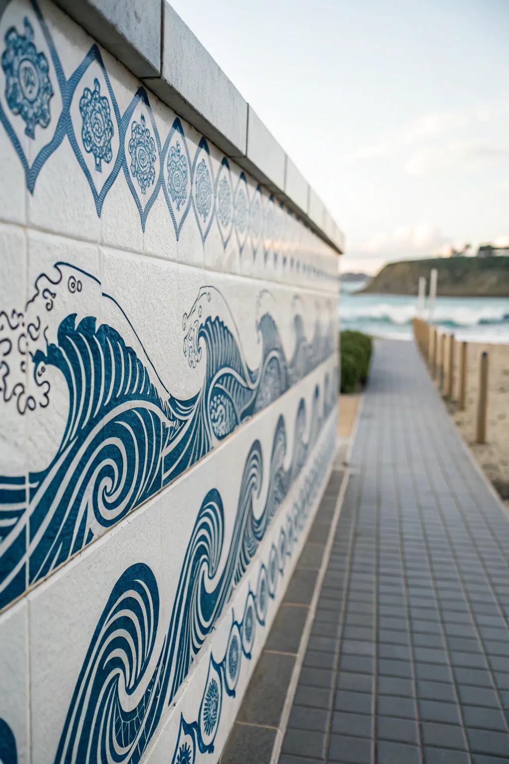 Encapsulate the spirit of the ocean through dynamic wave patterns.