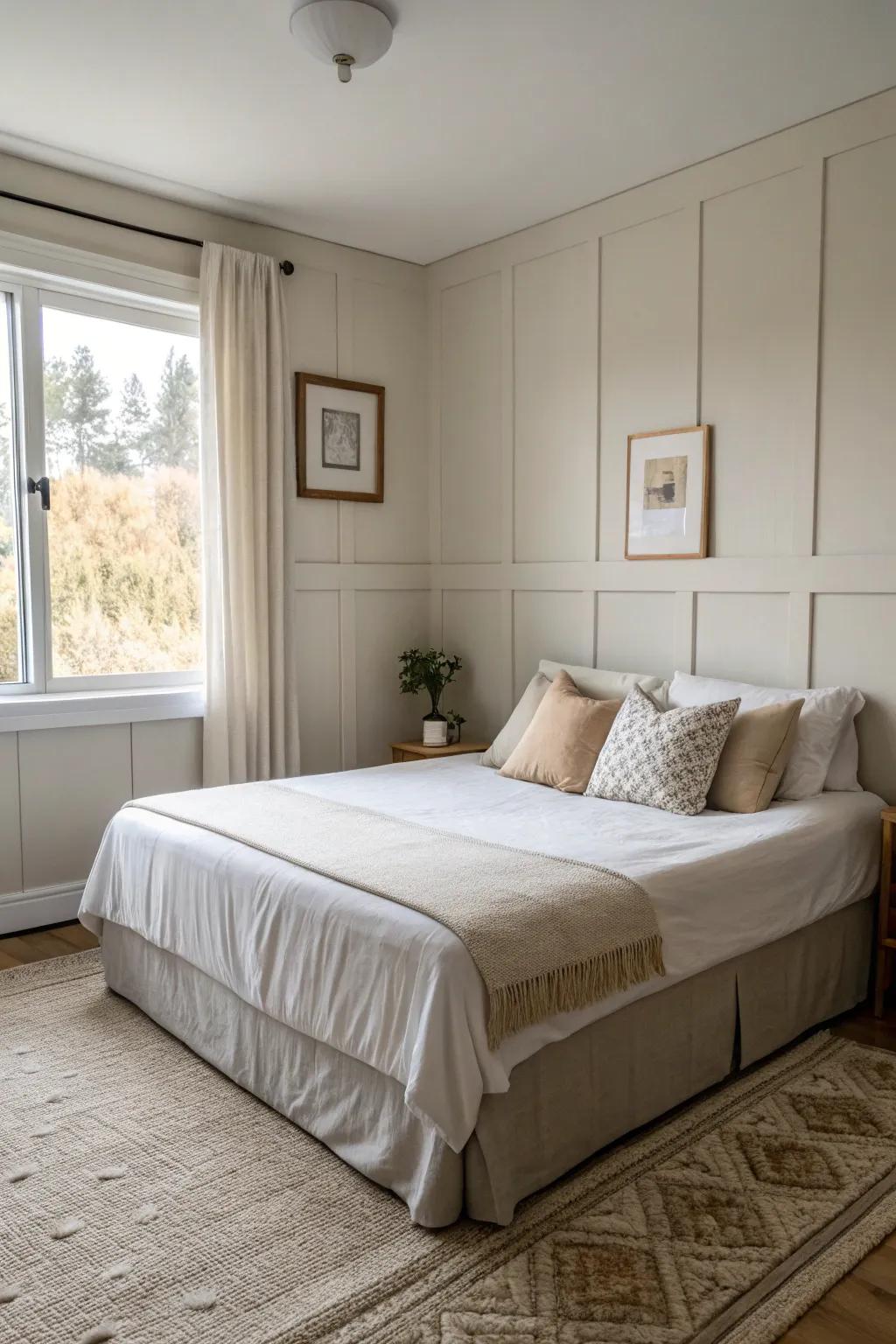 Simplicity blends with comfort in a corner bed arrangement.