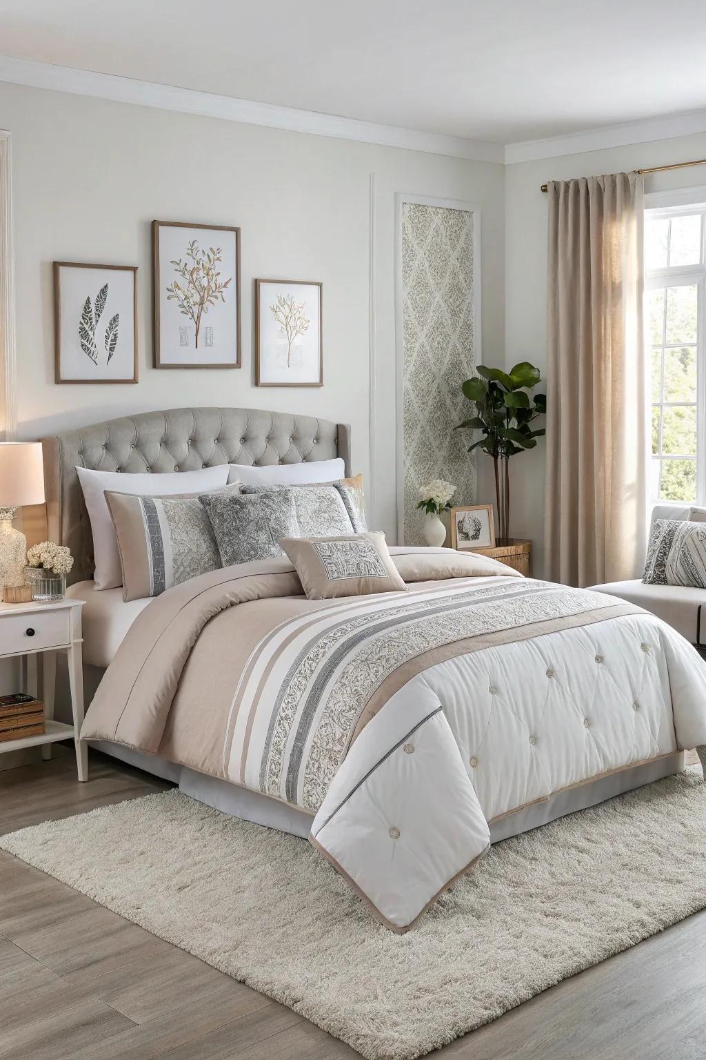 Improve your bedroom's decor with a refined quilt set.