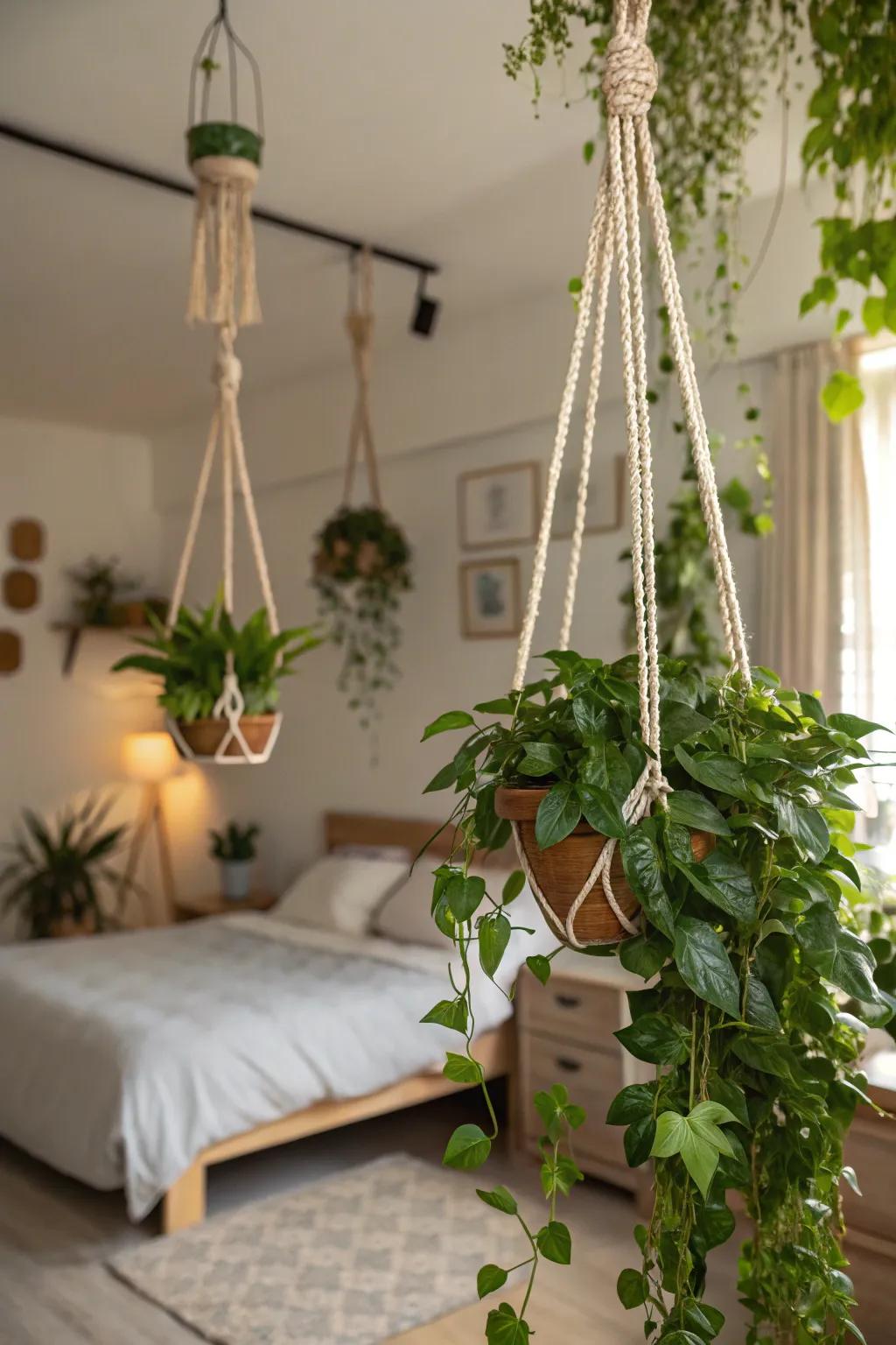 Amplify your interior design by including plants that guide the gaze upwards.