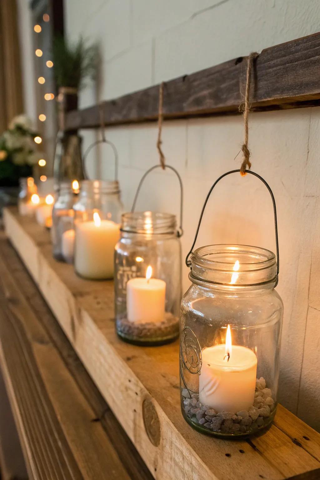 Establishing an enchanting atmosphere with repurposed jar lanterns.