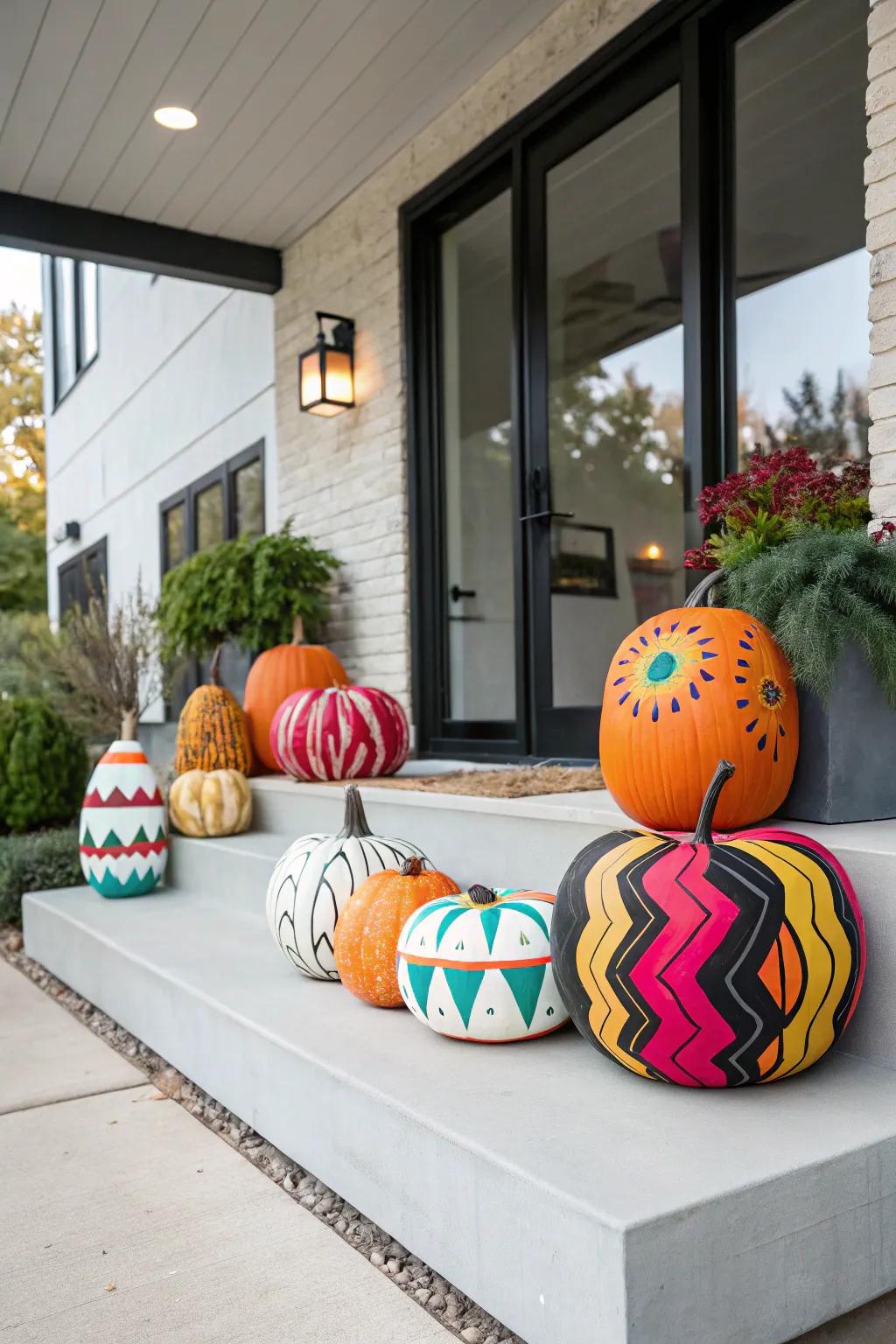 Transform your pumpkins into non-figurative displays.