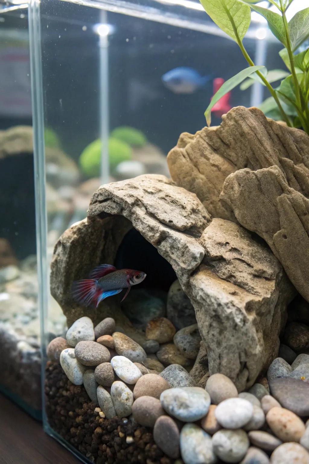 Natural rock arrangements provide a tranquil retreat.