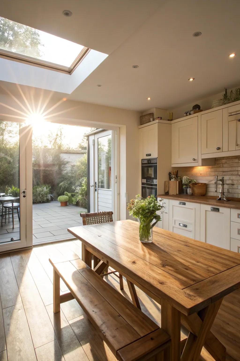 Allow sunlight to cascade into your kitchen through generously sized folding doors.