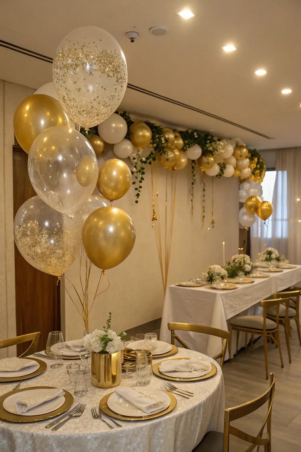 A gold-themed motif introduces a touch of class to any birthday celebration.