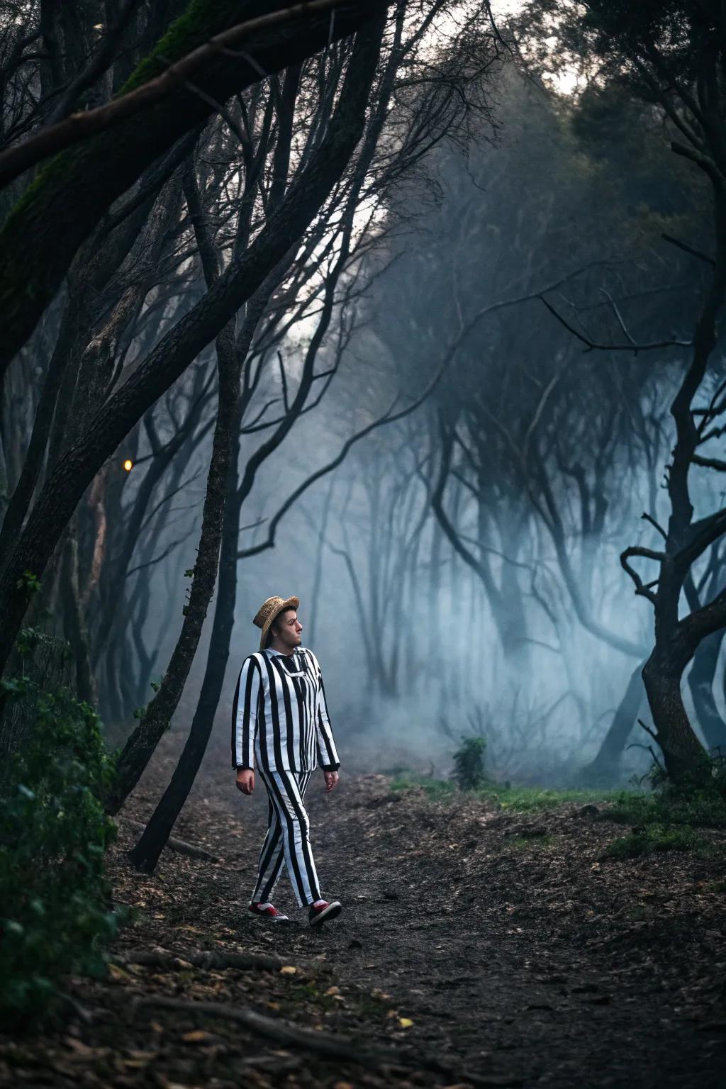 Make a statement this Halloween with bold black and white stripes inspired by Beetlejuice.