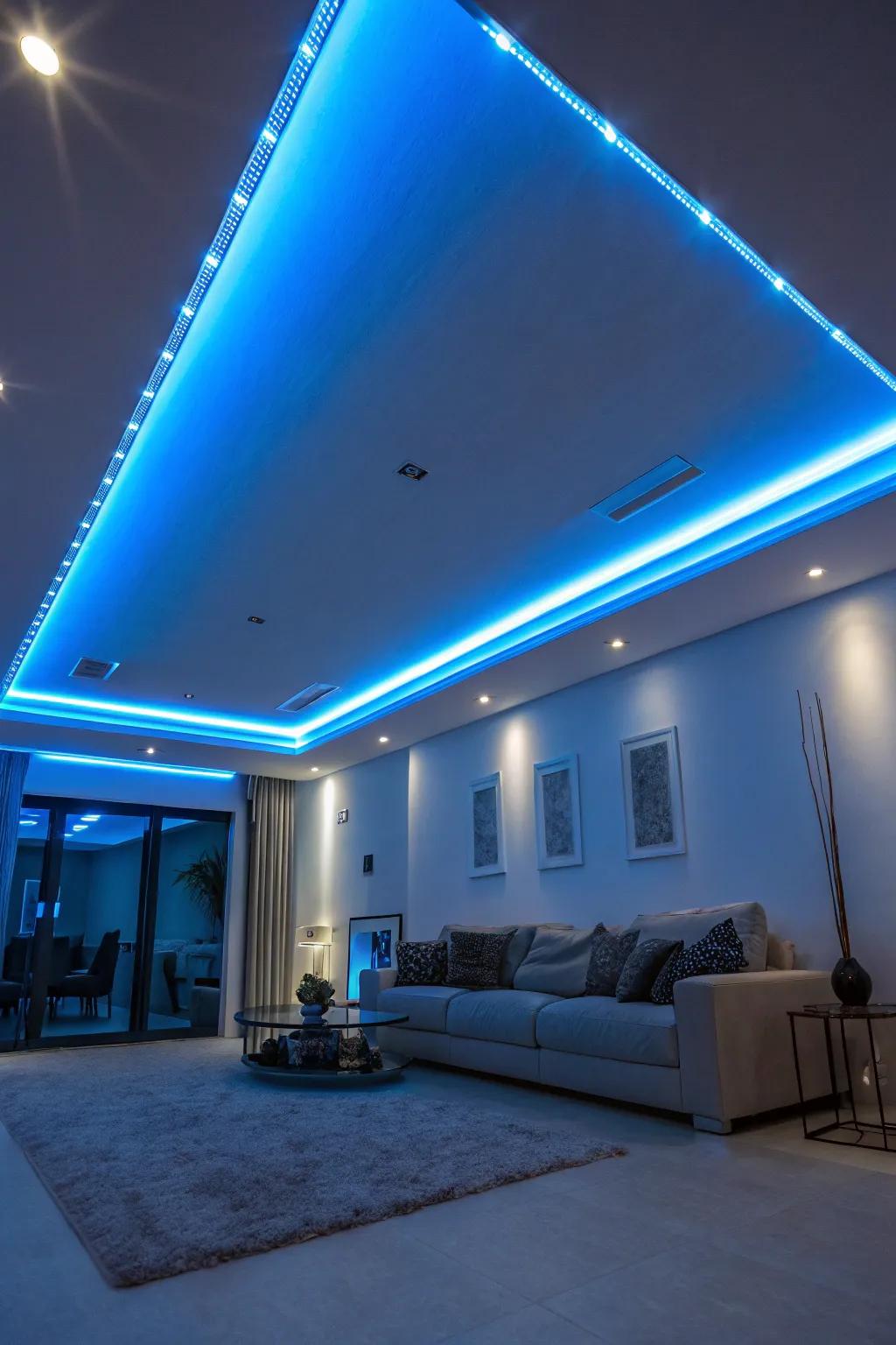 Blue LED lighting introduces a contemporary element and a soothing atmosphere to any area.