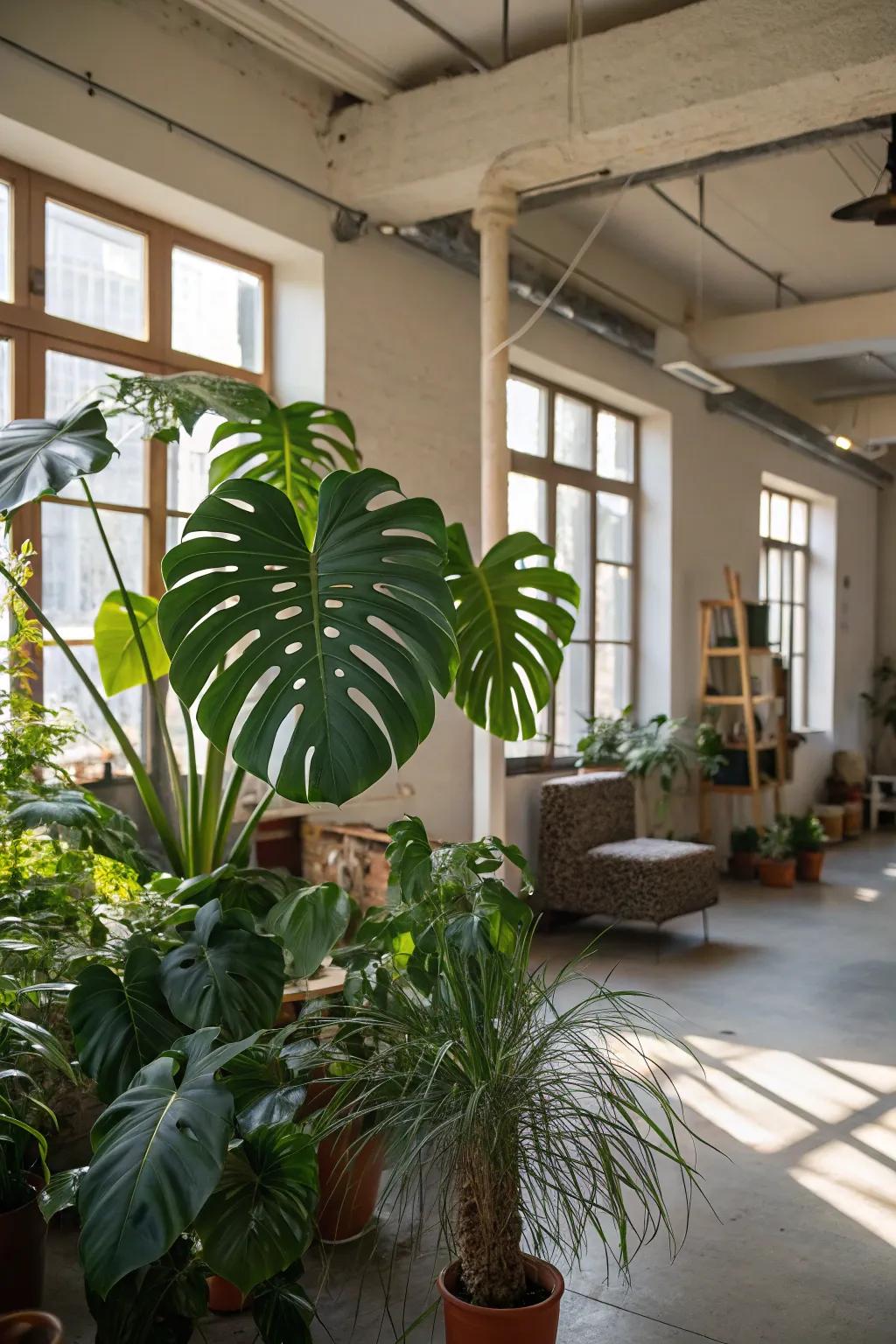 Indoor plants usher nature's tranquility into your boho loft.