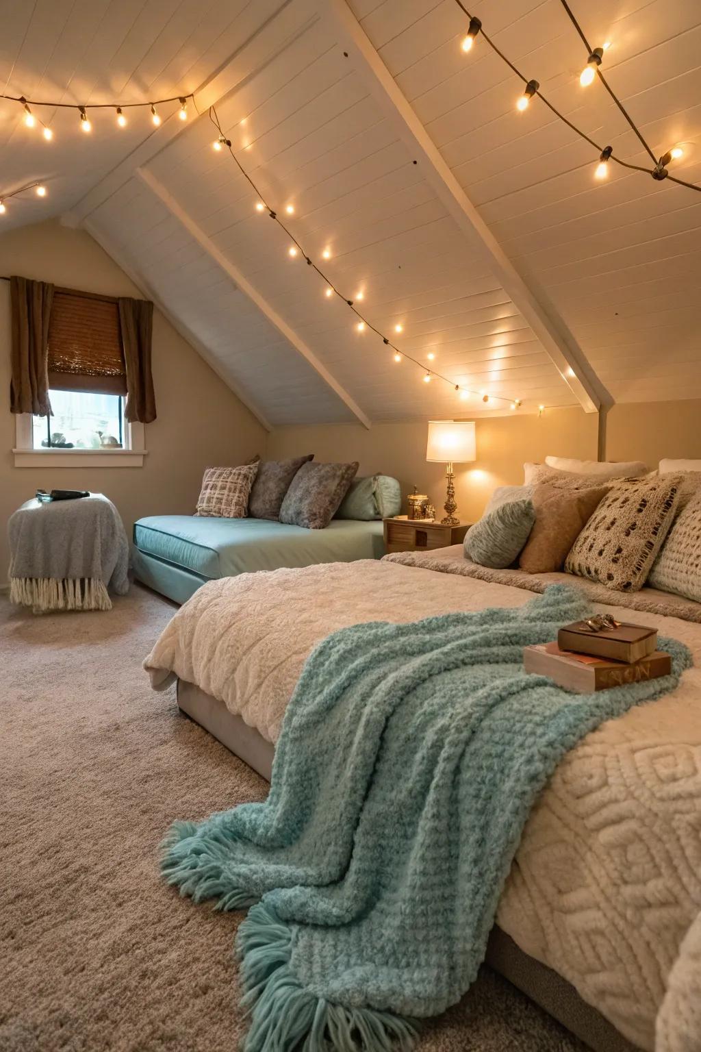 Gentle lighting paired with luxurious textiles creates a comforting retreat.