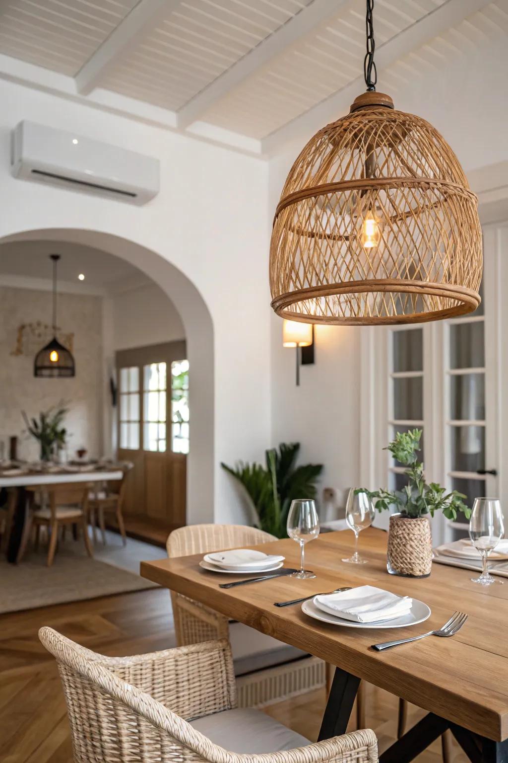Rattan pendants imbue your decor with an organic feel.