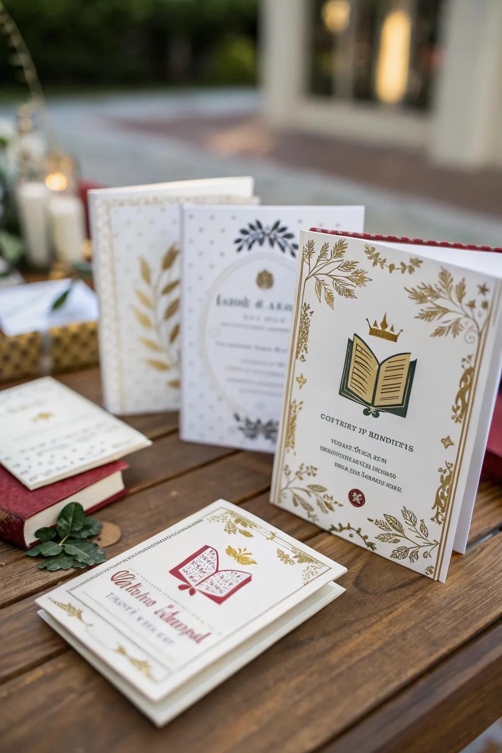Set the stage with creative literary-inspired invites.