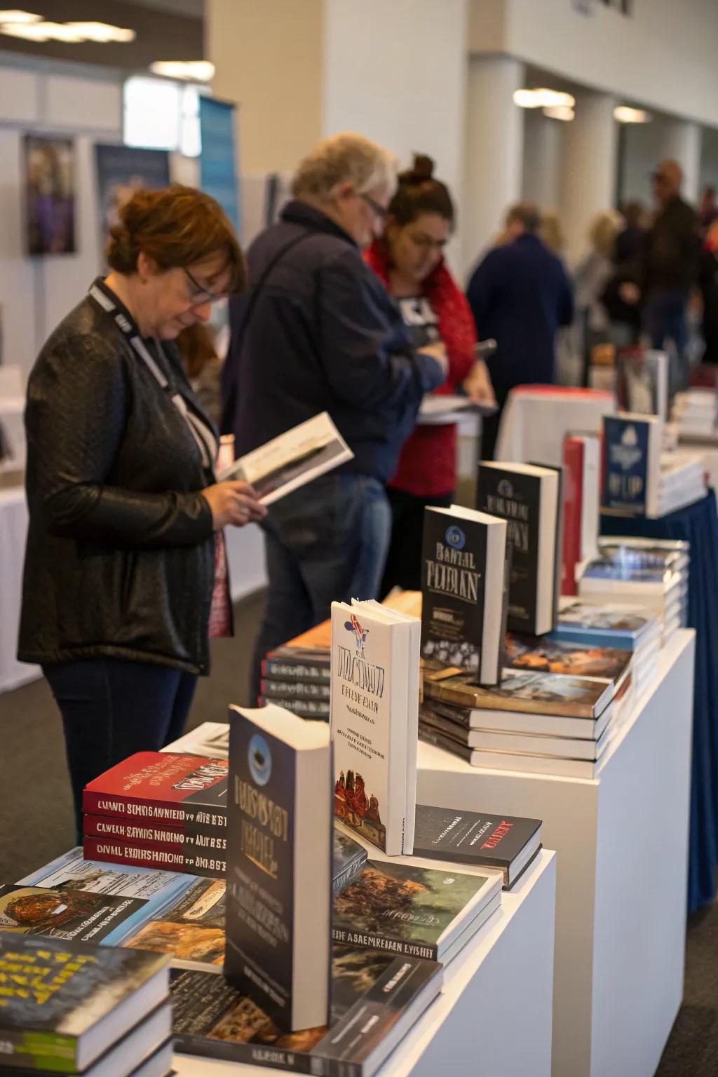 Varying heights draw eyes to the books.