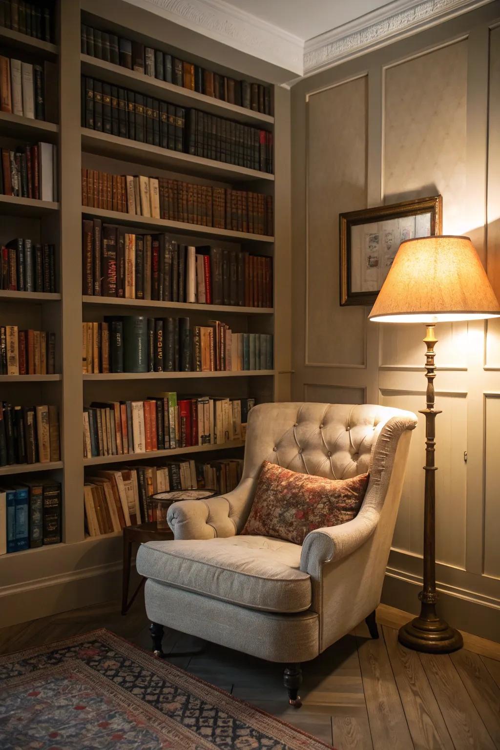 Your personal retreat with a cozy home library.