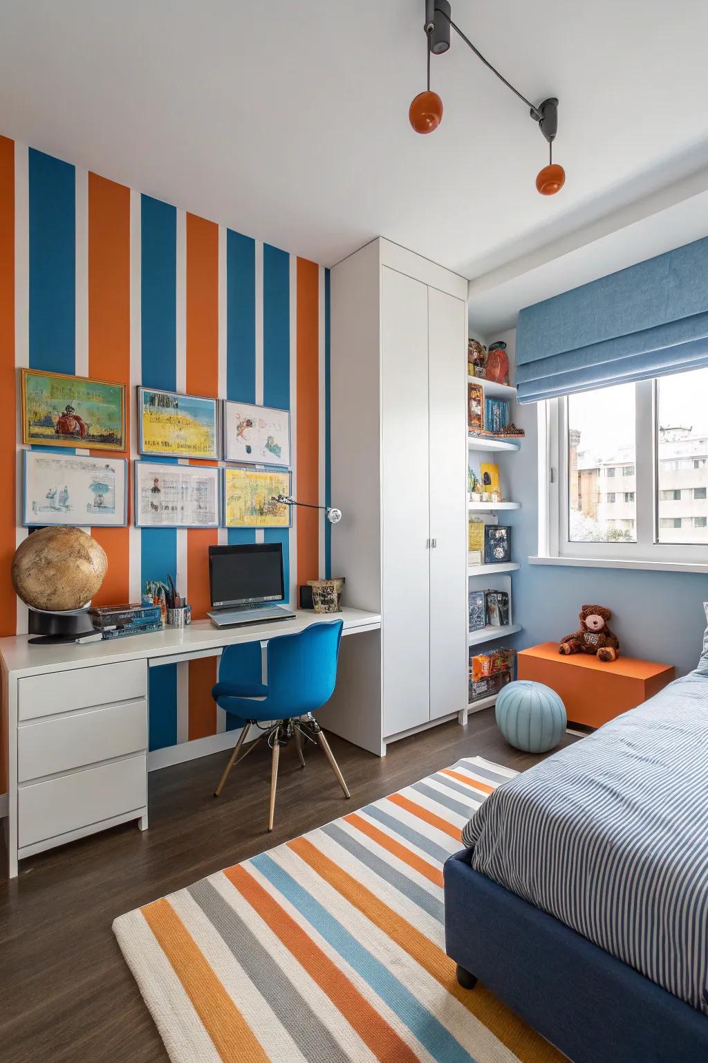 Create excitement with walls featuring symmetrical designs.