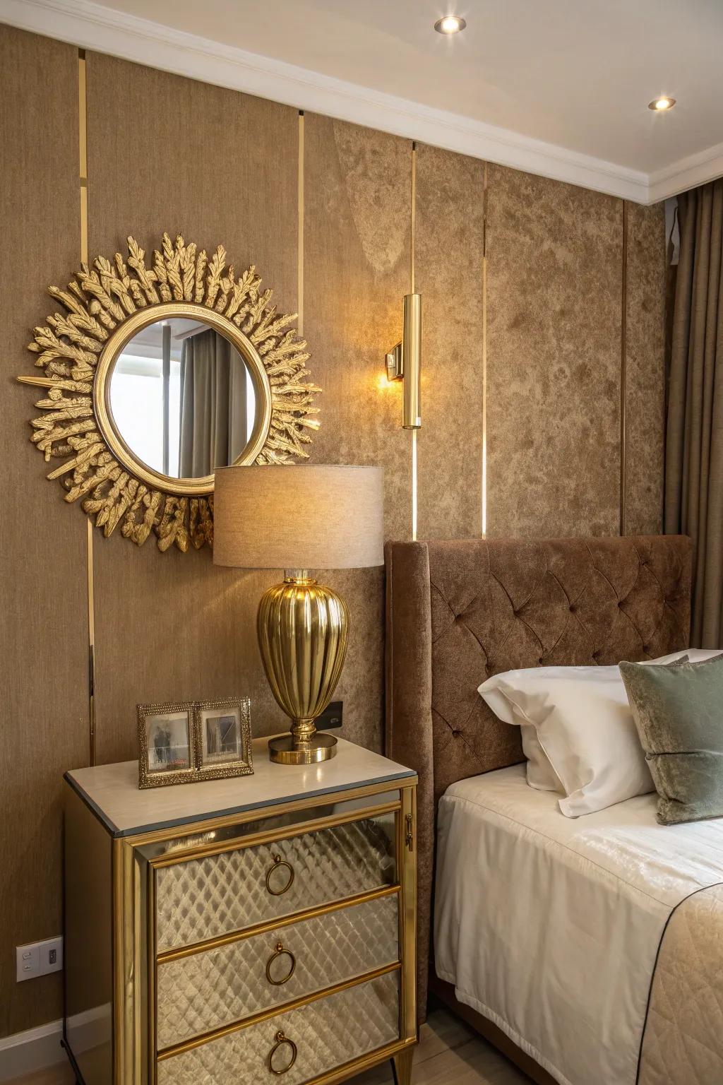 Gilded details in lighting and decorations contribute a lavish aspect.