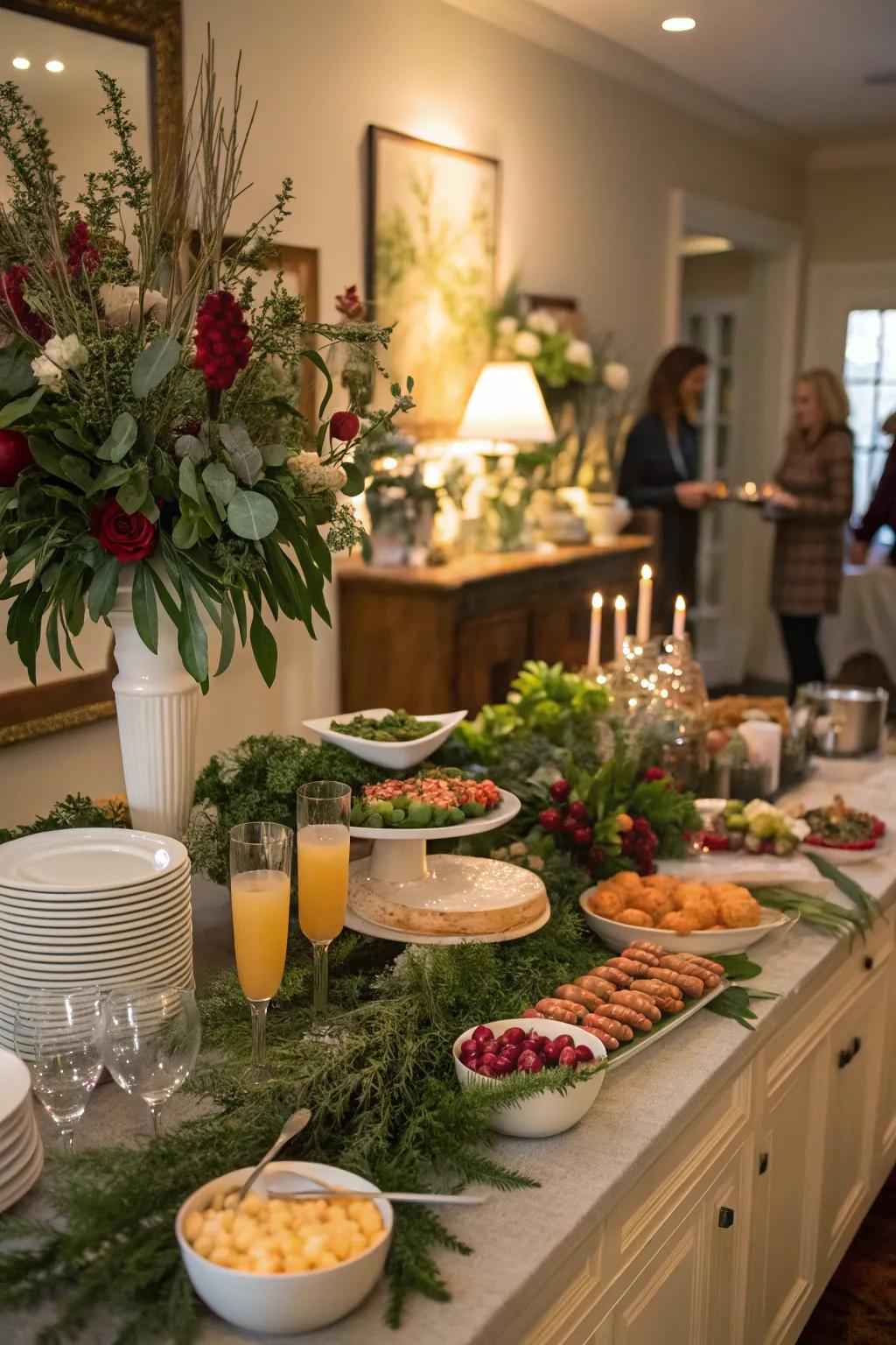 Seasonal greenery introduces an organic sensation to your dining space.