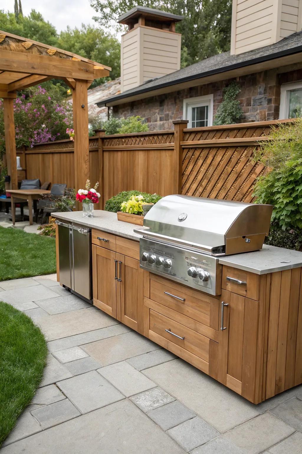 The ideal combination of timber and steel for your BBQ arrangement.