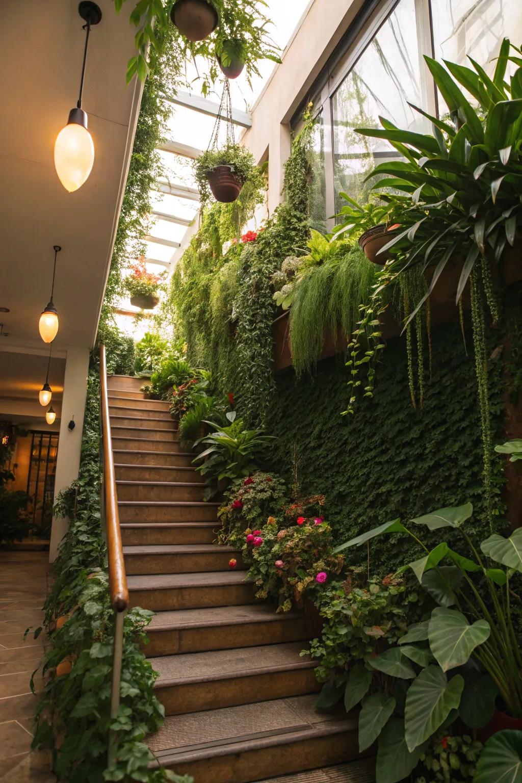 Infuse your space with greenery using a garden on your stair bulkhead.