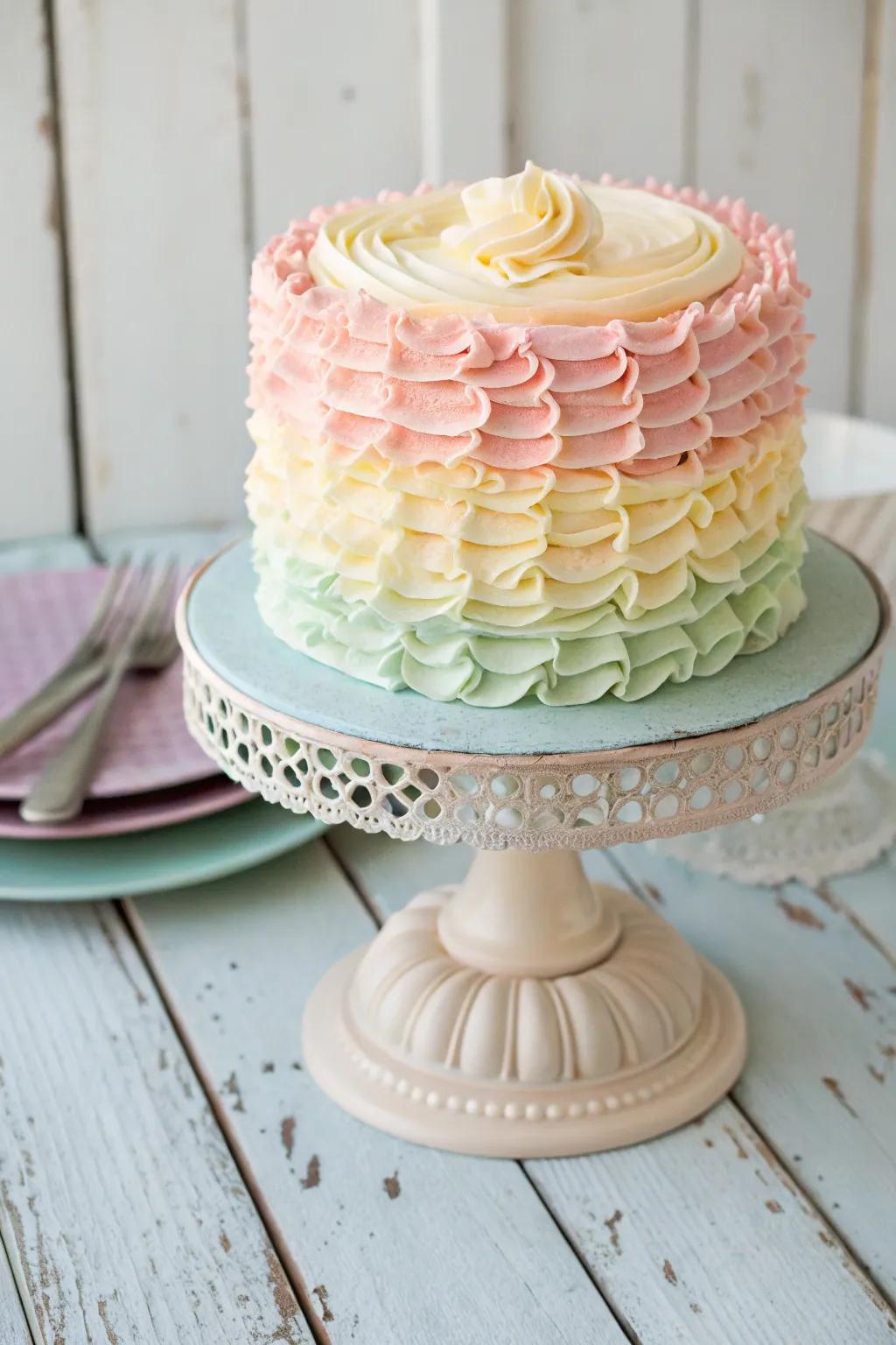 Refined buttercream swirls gracefully adorning a stunning cake