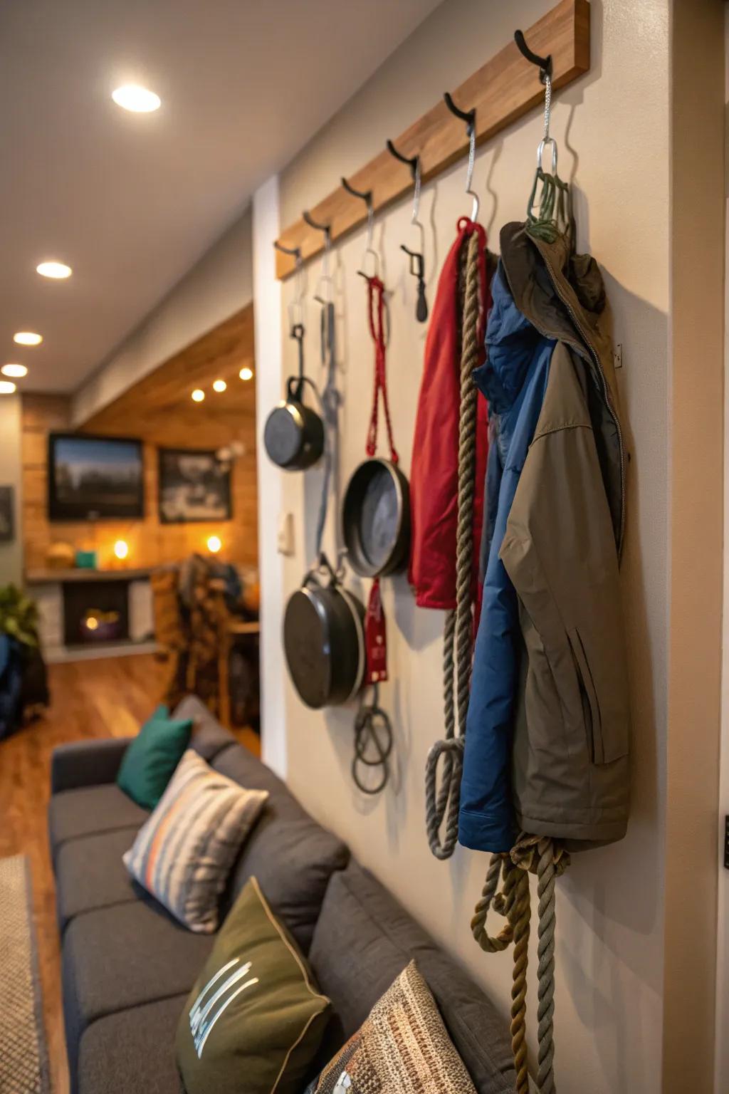 Wall mounts offer a simple and effective storage option for camping gear.