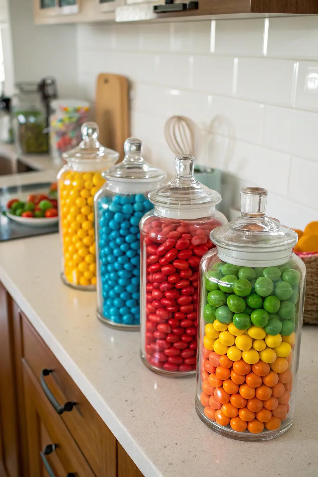 Sweets arranged by color bringing balance to any setting.