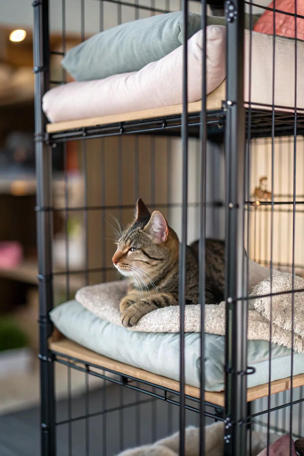 Padded platforms offer a luxurious resting location for your feline buddy.