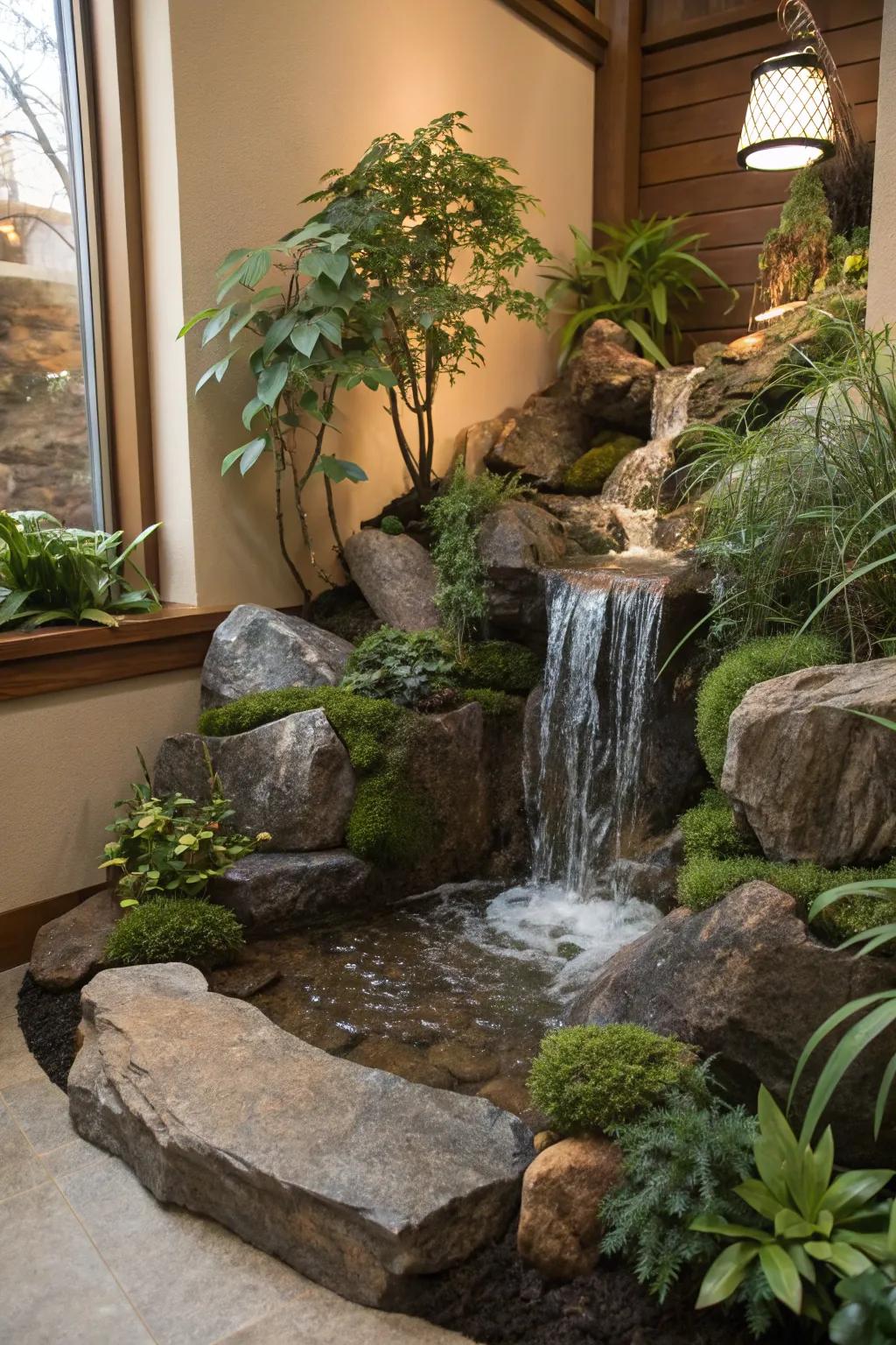An interior cascade elevates the tranquility.