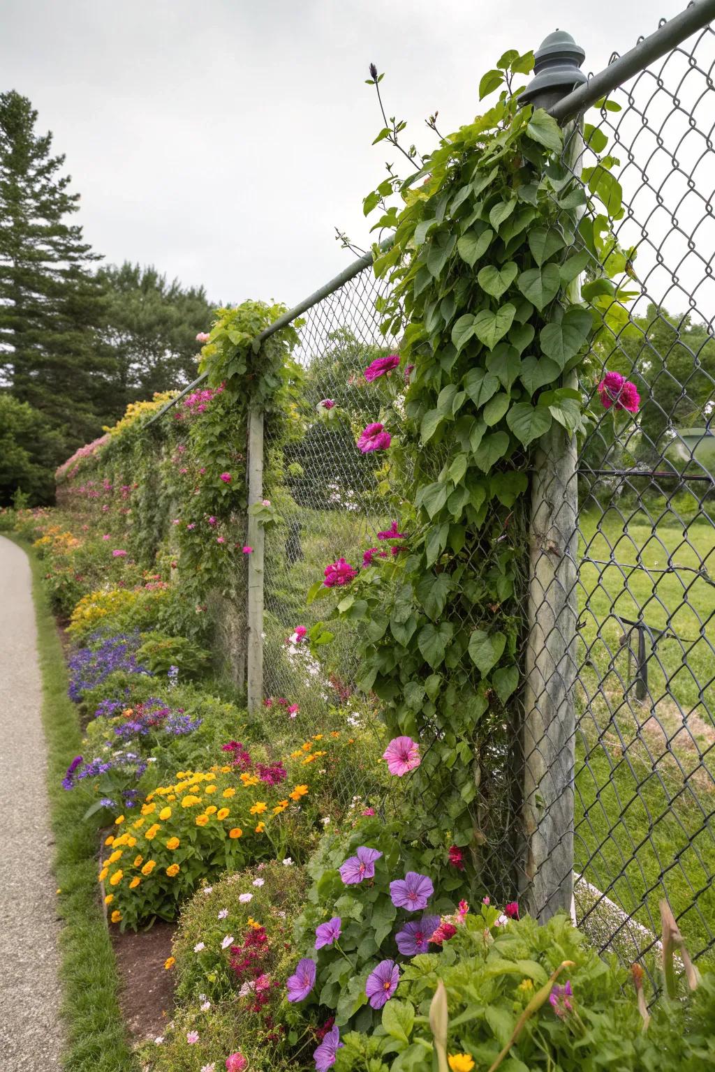 Climbing plants can turn your fence into a vibrant green feature.