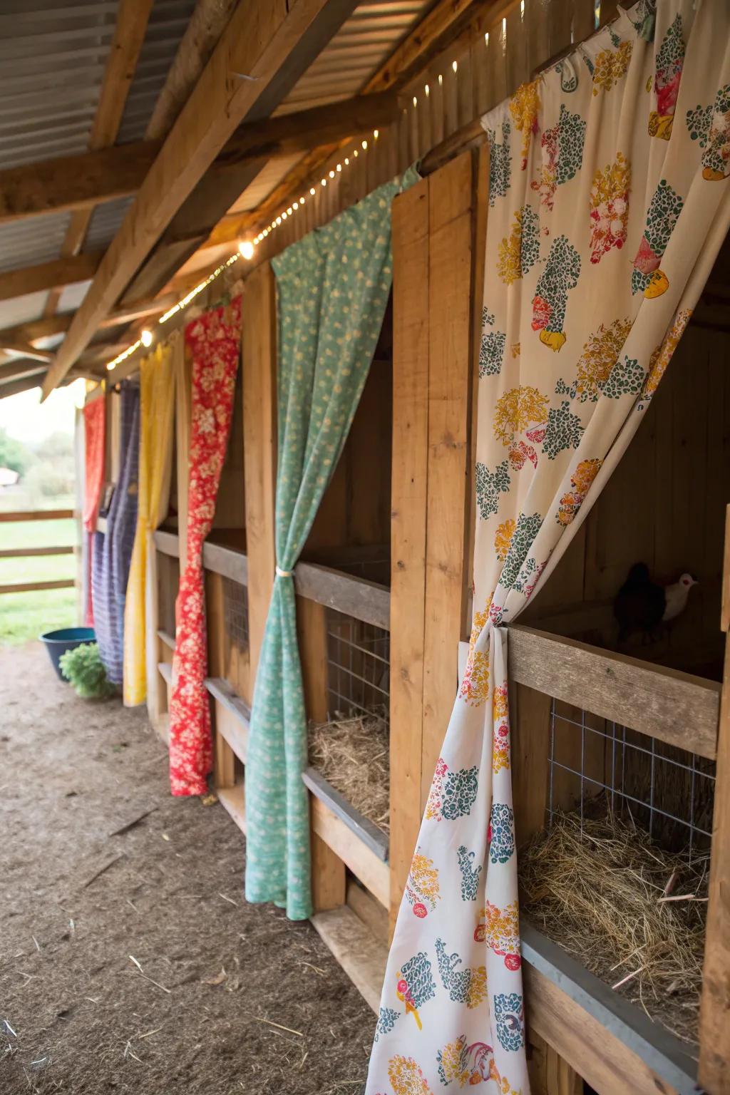 Drapes for nesting spots afford solitude and a dash of vibrancy.