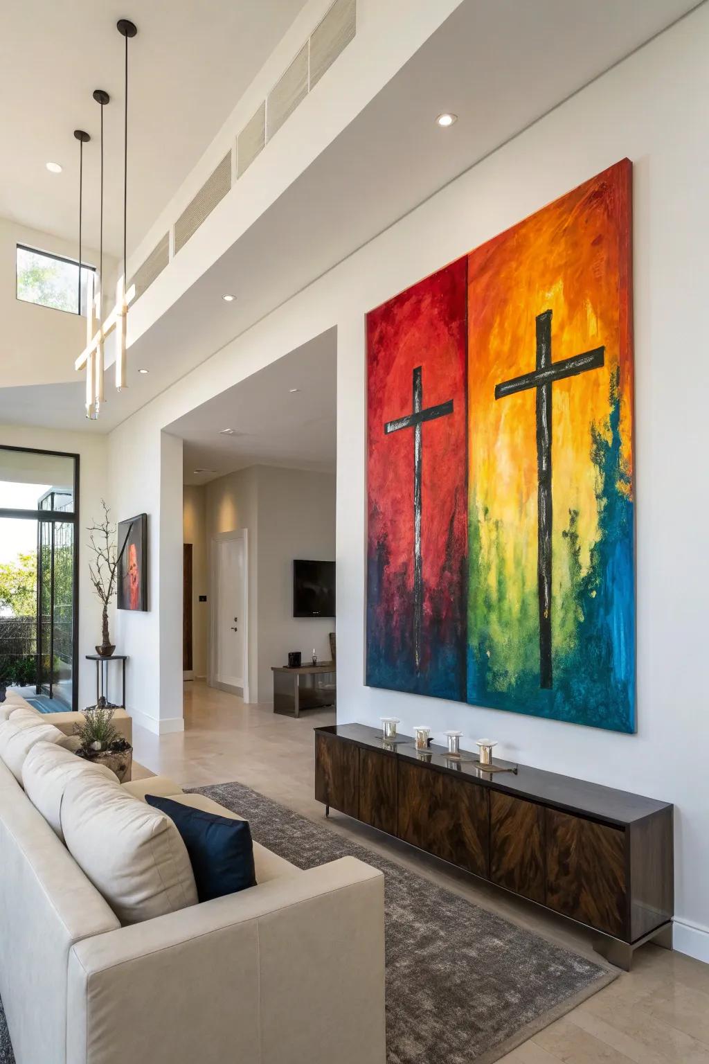 Abstract art with a spiritual essence introduces modern sophistication to your decor.