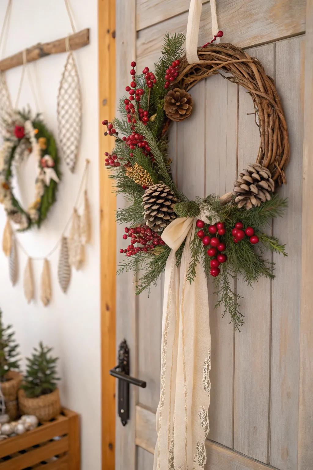 Embrace the festive essence with a handcrafted holiday garland that radiates inherent allure and warmth.
