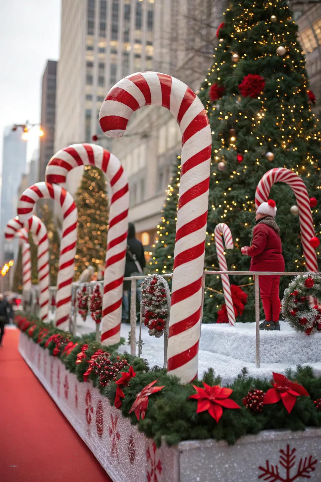 An imaginative Candy Cane Forest float that enthralls the senses.