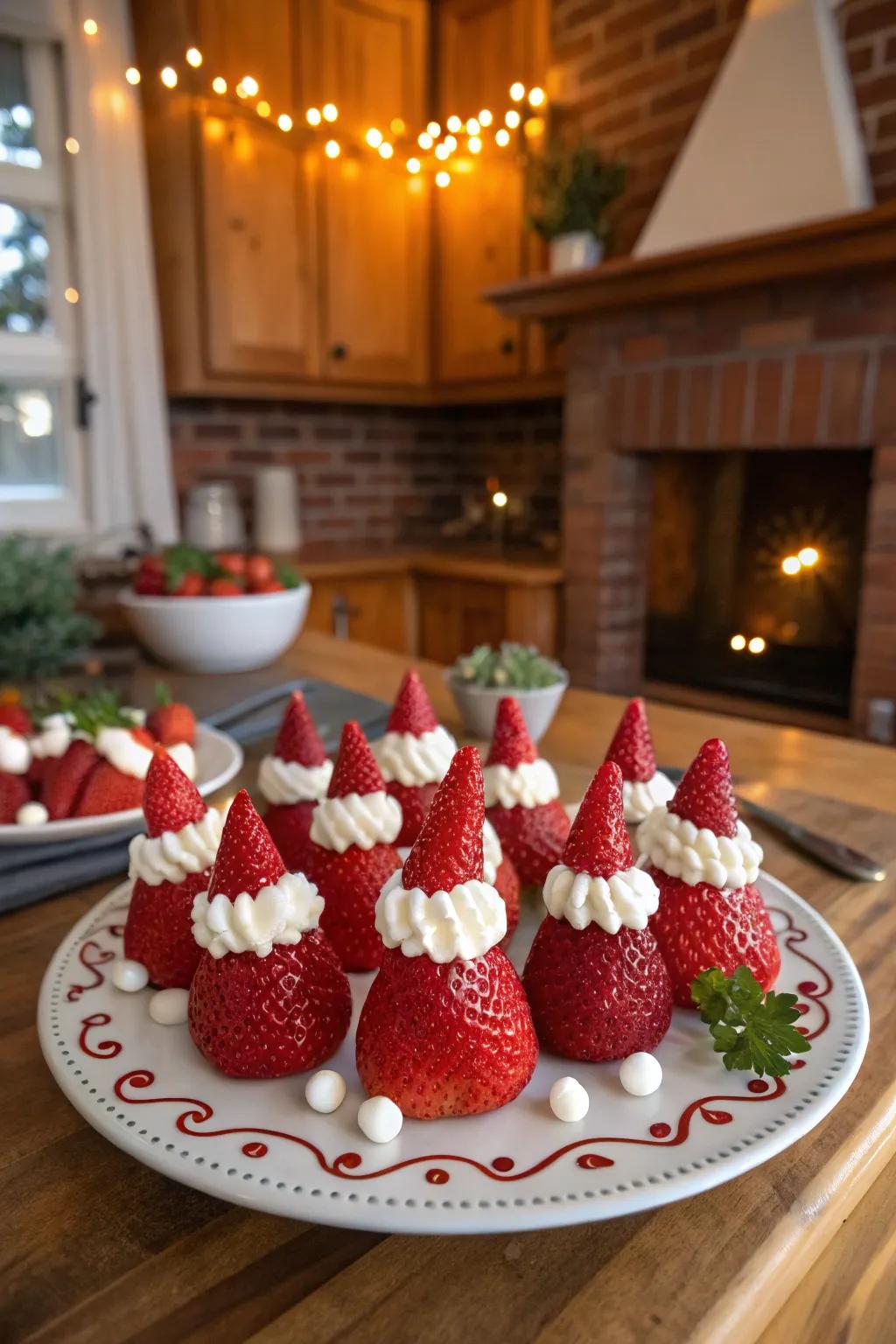 Strawberry Santa toppers—a delightful and scrumptious holiday snack.