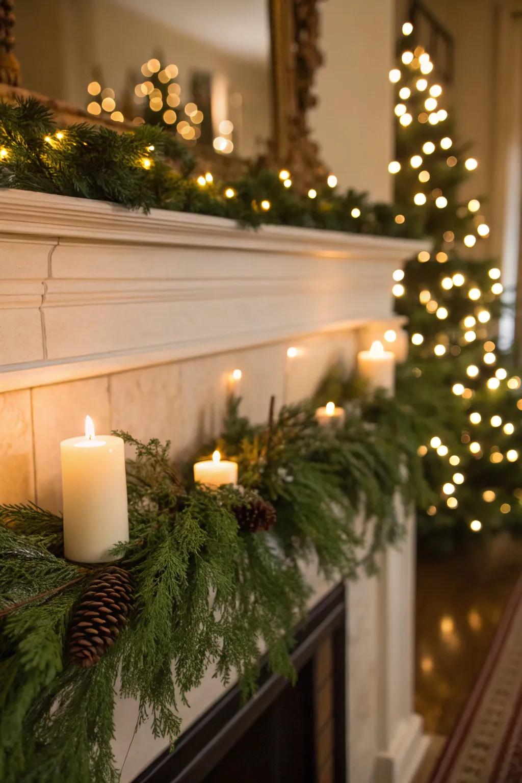 A beautifully embellished ledge awaits the festivities of Christmas.