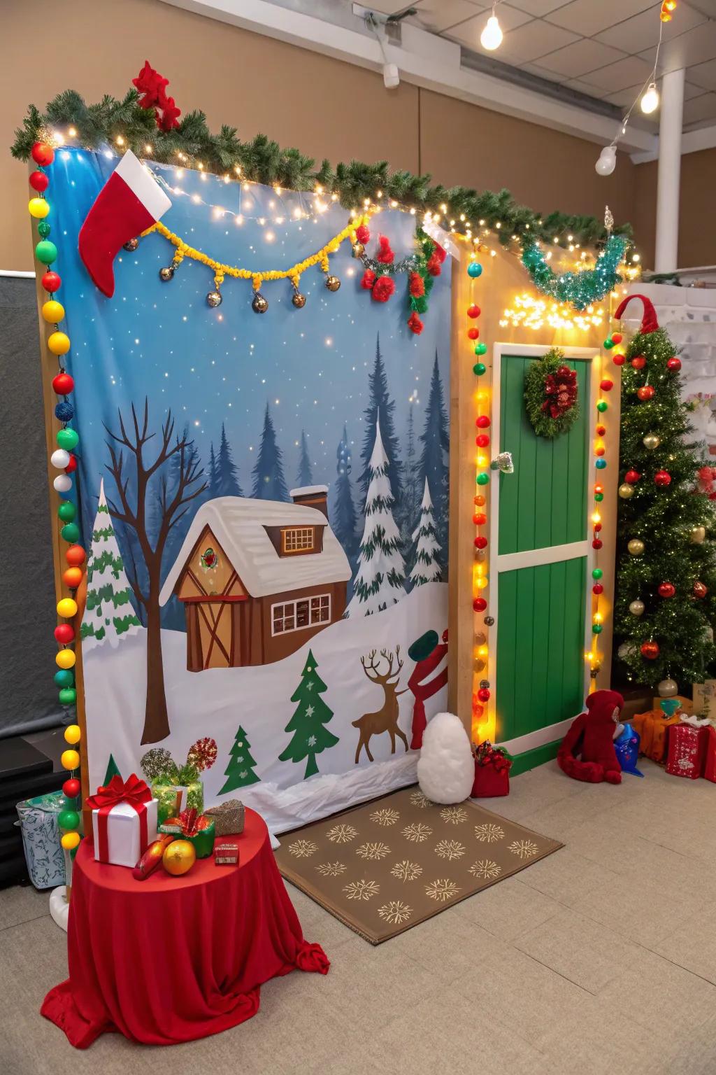 Arrange a delightful photo corner to capture happy moments.