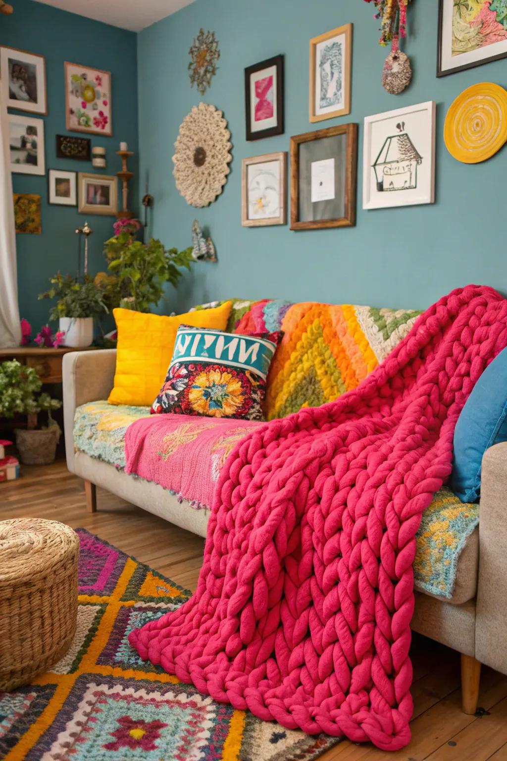 Make an impression with brilliantly colored throws.