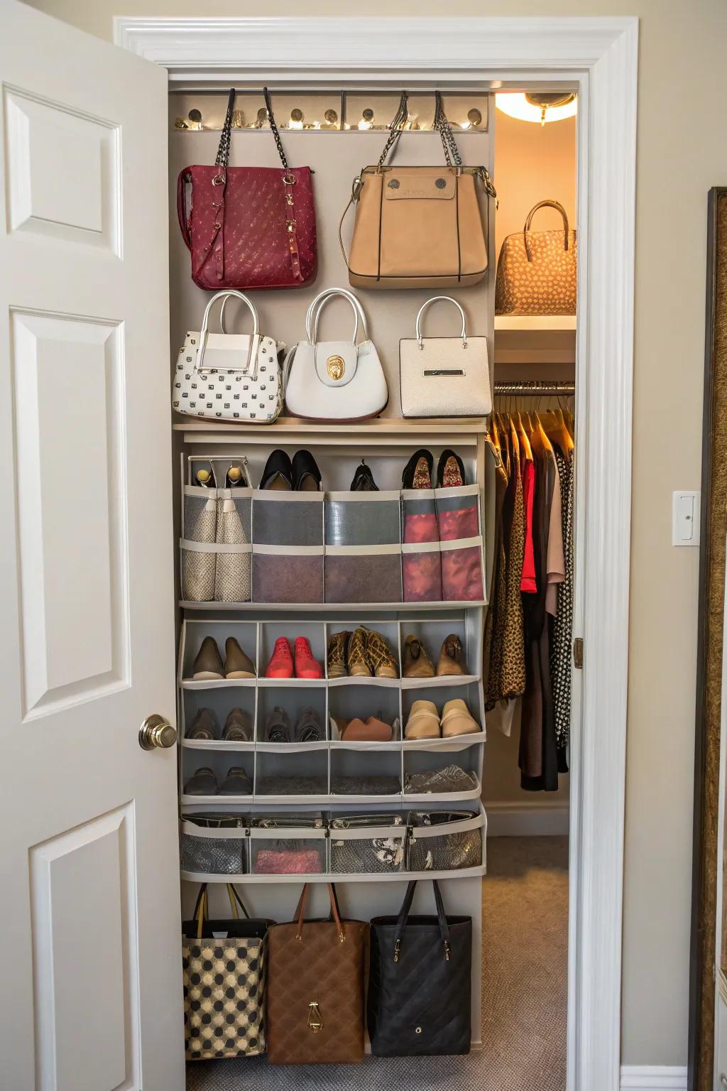 Transform your door into a storage hub for essential accessories.