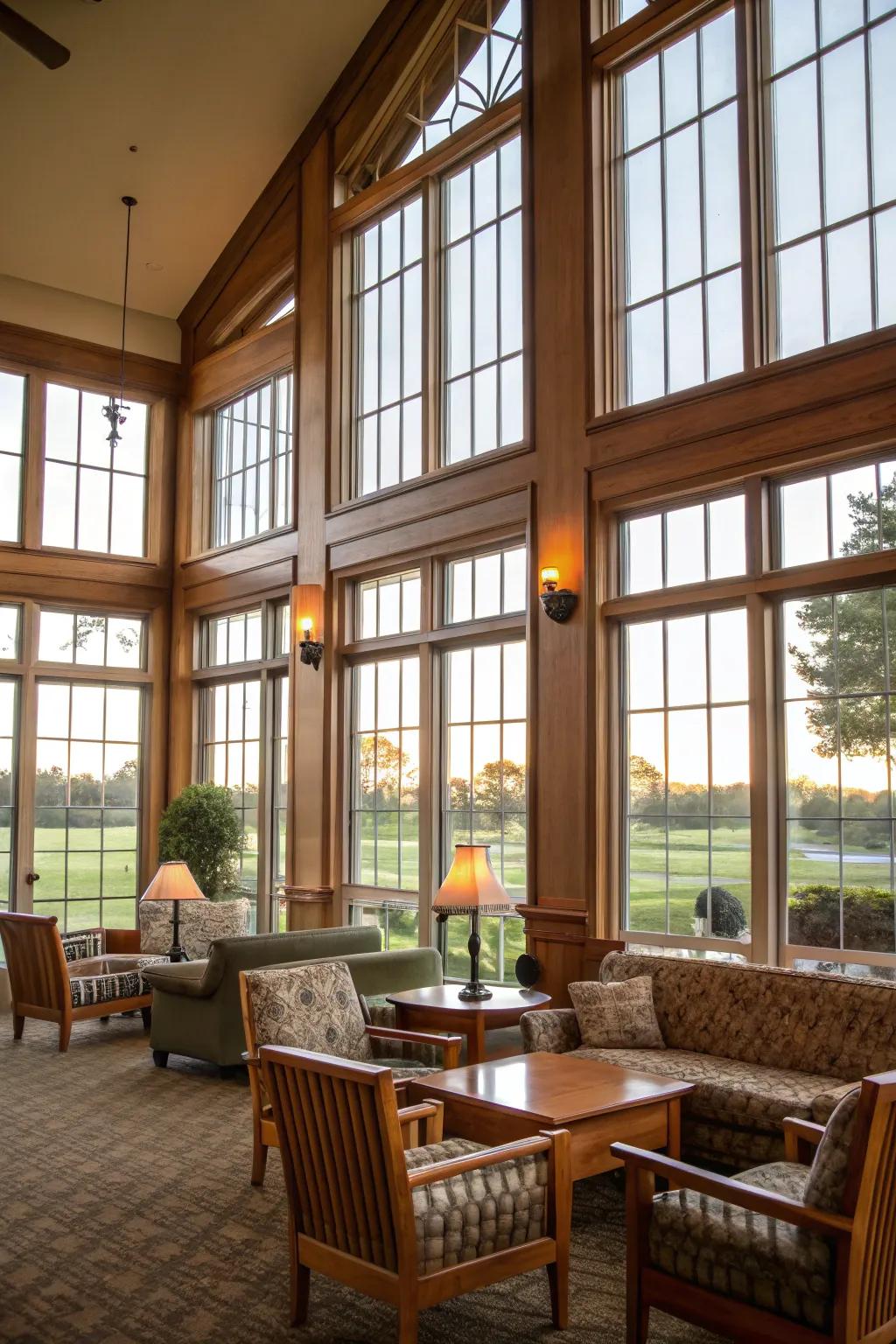 Clubhouse showcasing extensive windows to optimize sunlight.