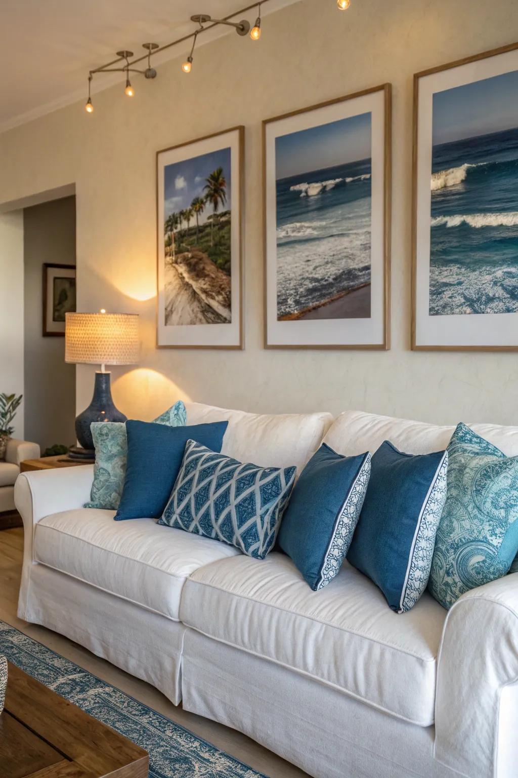 Sea-inspired shades introduce a refreshing coastal element.