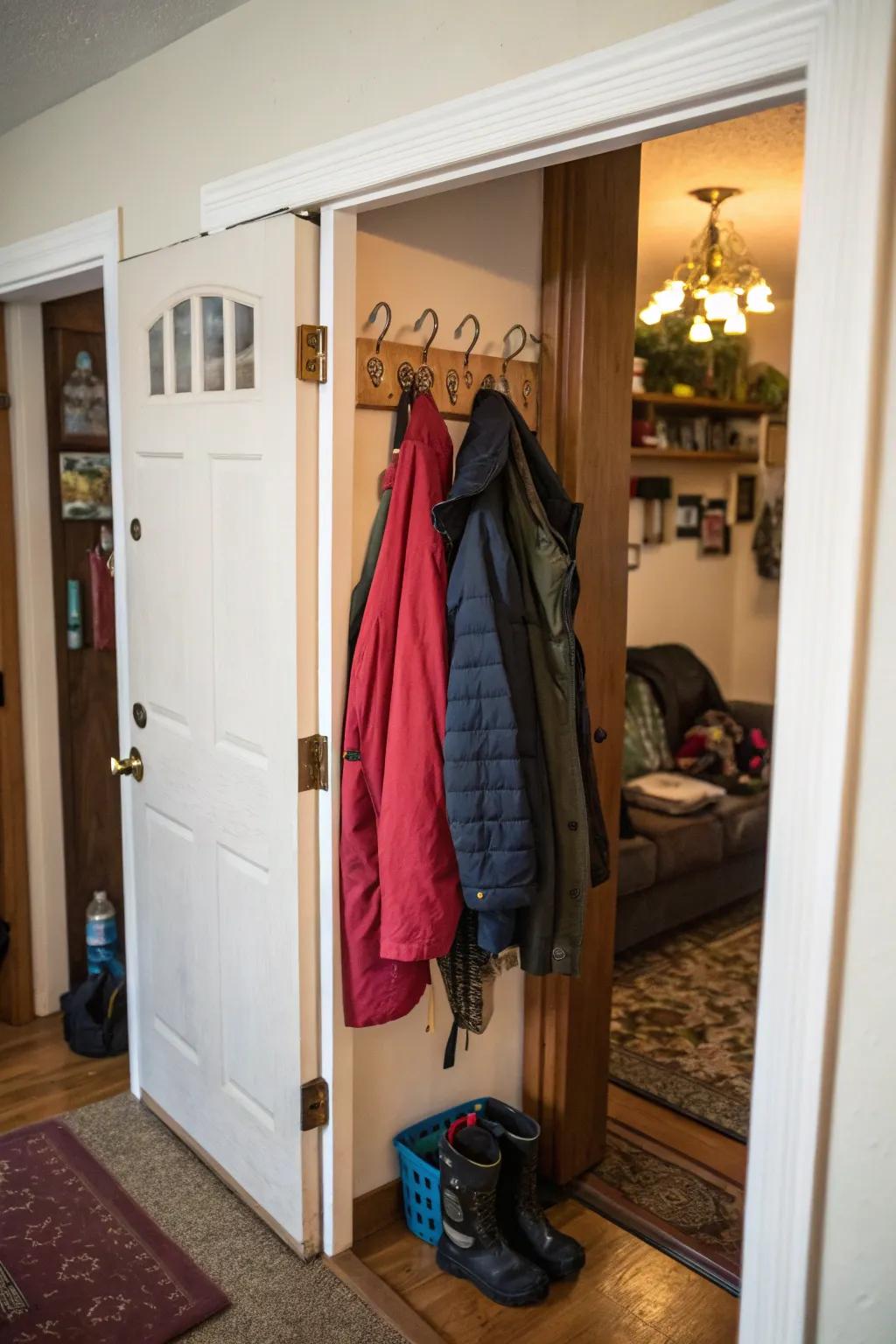 A useful over-the-door hanger system for increasing storage.
