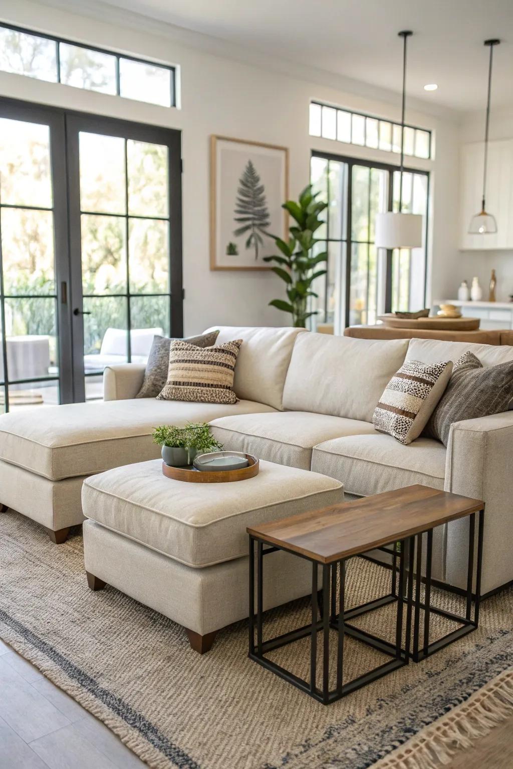 Your modular couch configuration will be more flexible and fashionable with nesting tables.