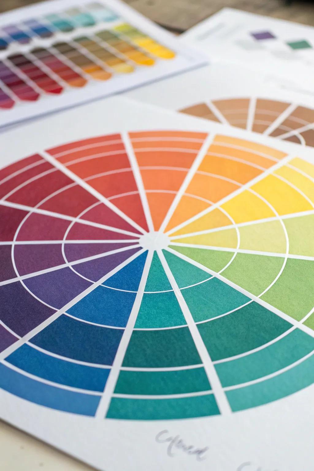An artistic color wheel collage mixing a variety of shades.