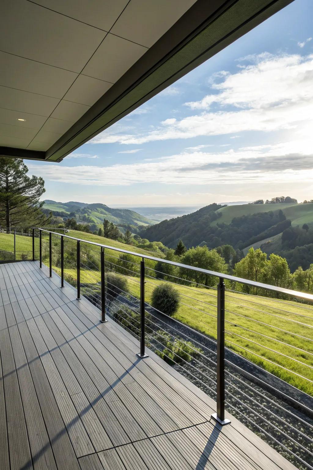 Clear views with wire barriers for a sleek and contemporary look.
