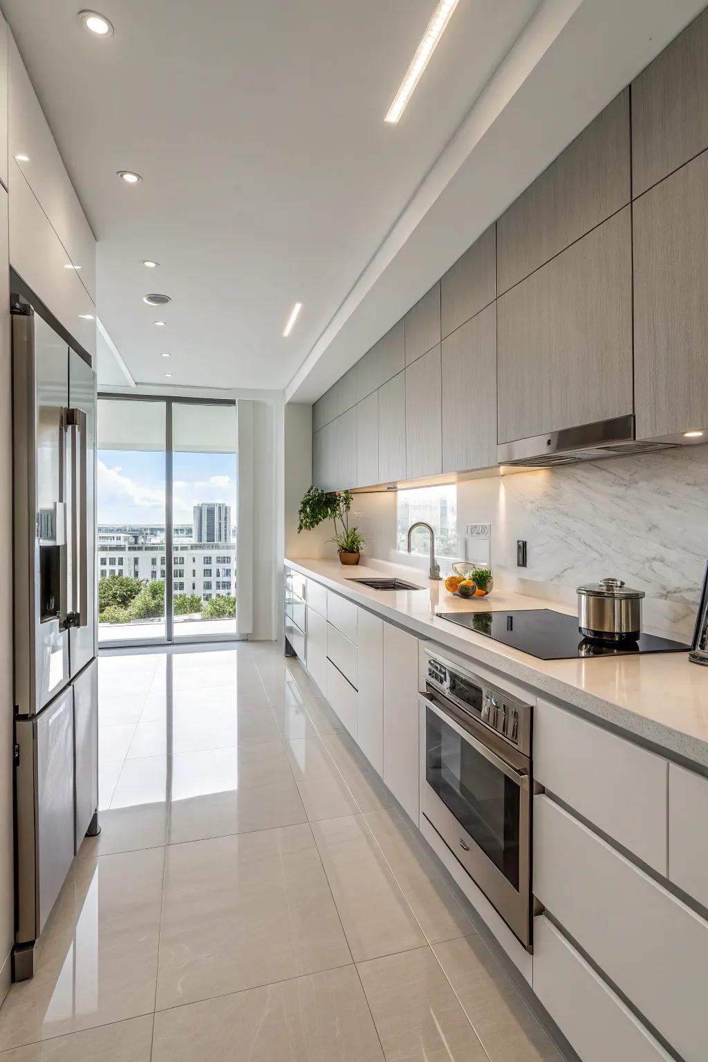 Modernist aesthetics introduce an atmosphere of calmness and structure to your cooking area.