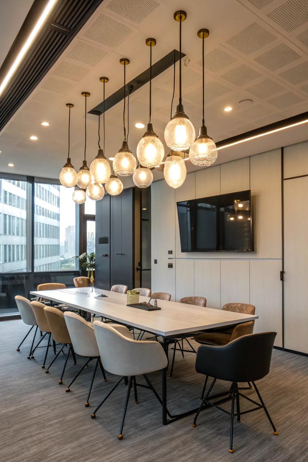 Modern lighting choices contribute a hint of sophistication and comfort.