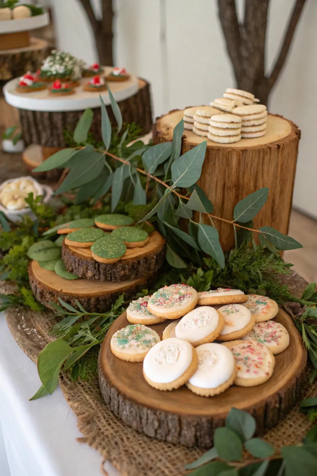 An earthy display utilizing wood aspects for a natural sensation.