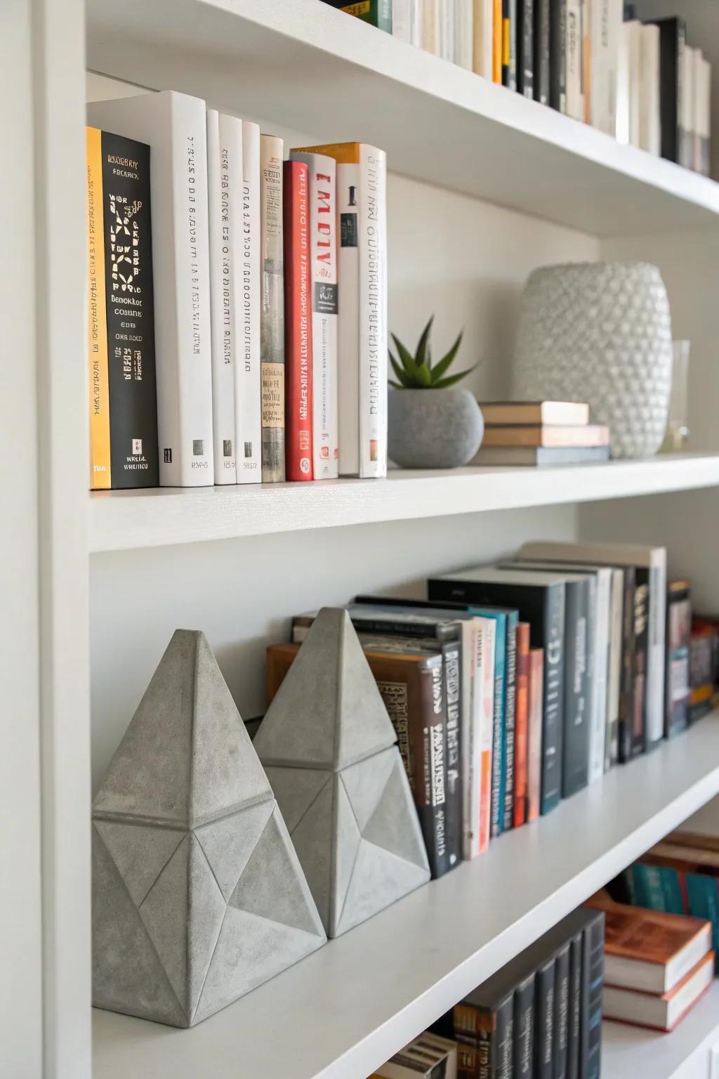 Elegant geometric concrete bookends for a minimalist appeal