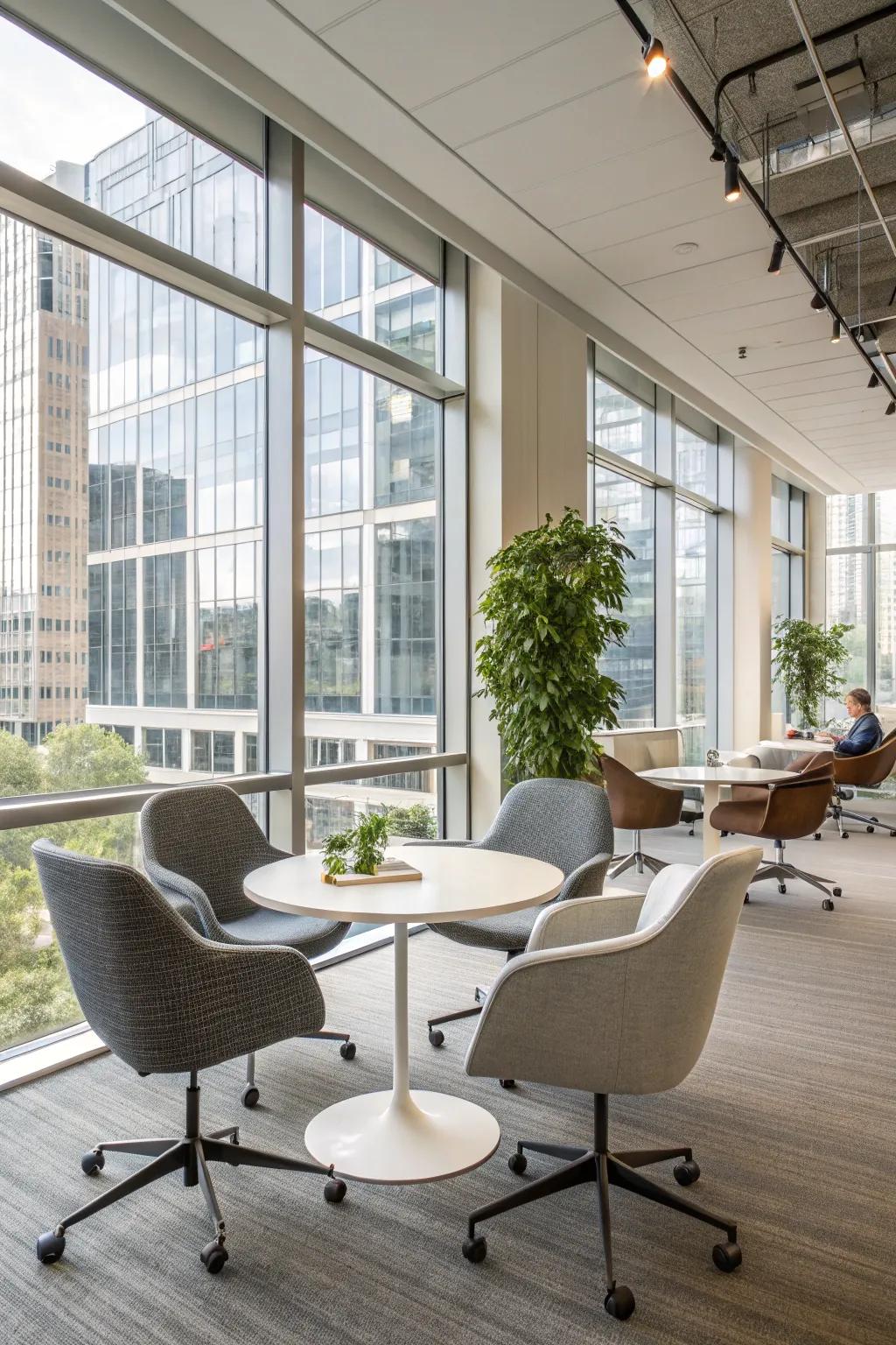 Modern office featuring sleek ergonomic furniture.