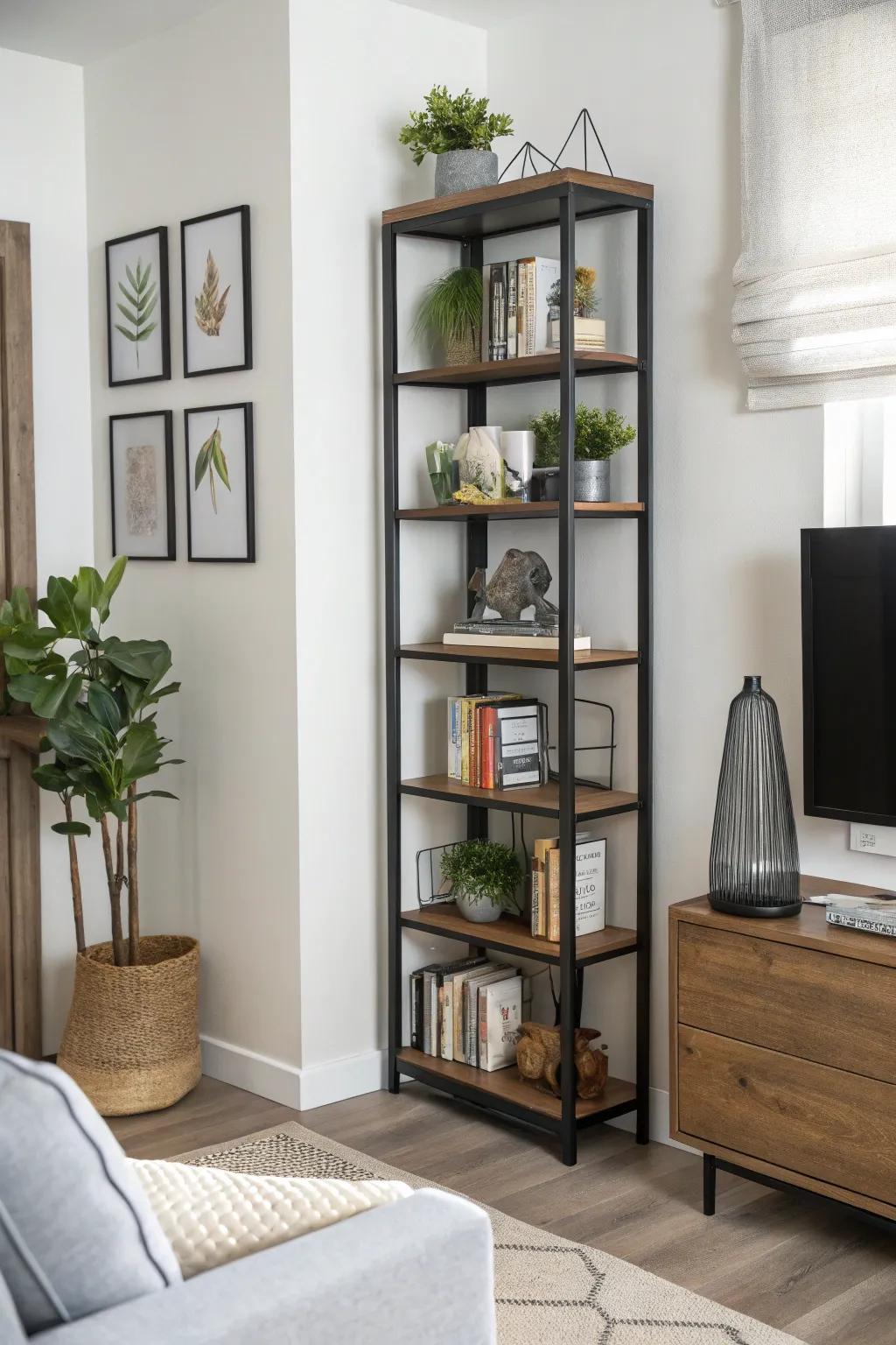 Optimize space and enhance style with corner shelving units.