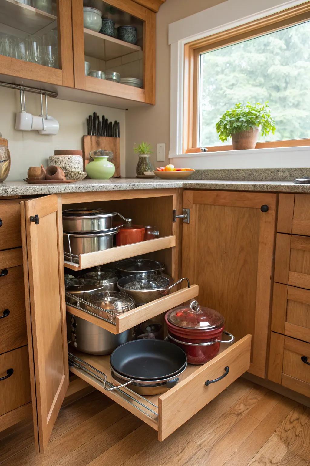 Pull-out racks bring hidden treasures within reach.